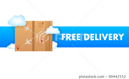 Free delivery. Badge with truck. Vector stock illustrtaion Free delivery. Badge with truck. Vector stock illustrtaion 90442552
