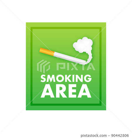 Icon with green smoking area on white background. Banner with green smoking area on white background Icon with green smoking area on white background. Banner with green smoking area on white background 90442806
