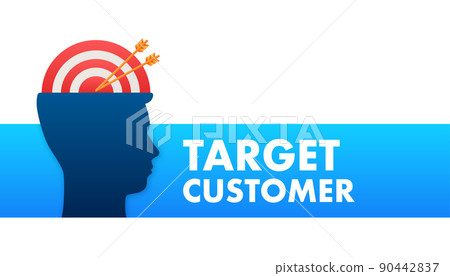Target customer with an arrow flat icon concept market goal vector picture image. Concept target market, audience, group, consumer 90442837