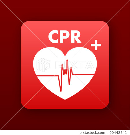 Icon with cpr. Logo symbol. Healthcare illustration. Vector outline illustration 90442841
