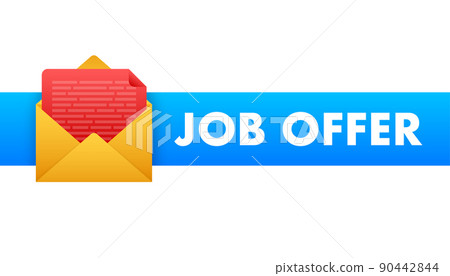 Envelope with Job offer message. Recruitment, Candidates. Work search success. Vector stock illustration 90442844