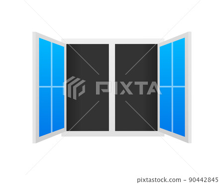 Flat icon with window open on white background for web design 90442845