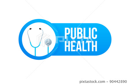 Public health. Badge with stethoscope icon. Flat vector illustration on white background 90442890