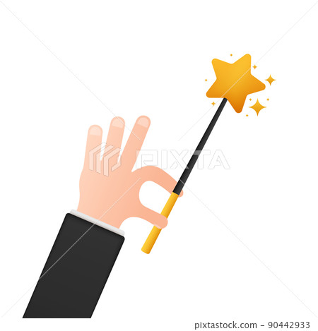 Flat golden illustration on transparent background. Realistic light effect. Stars vector Wind spell 90442933