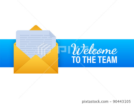 Welcome to the team written on speech bubble. Advertising sign. Vector stock illustration Welcome to the team written on speech bubble. Advertising sign. Vector stock illustration 90443105