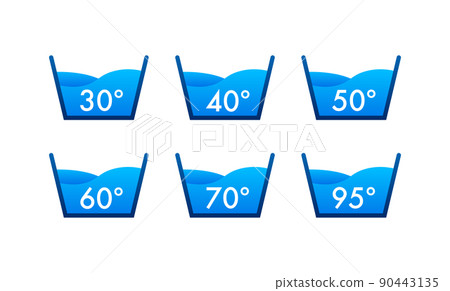 Temperature of water. Temperature washing icon with thermometer. Temperature of water. Temperature washing icon with thermometer. 90443135