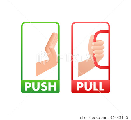 Pull push in flat style on white background. Vector design Pull push in flat style on white background. Vector design 90443140