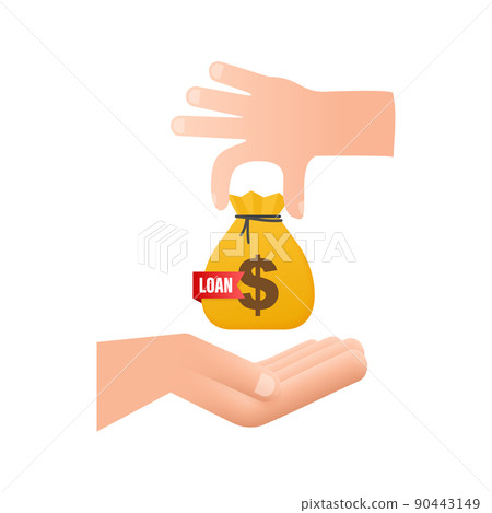 Loan concept with money bag flat illustration. Business vector icon Loan concept with money bag flat illustration. Business vector icon 90443149
