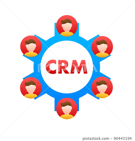 Crm, great design for any purposes. Flat vector illustration character. Business solution concept 90443194