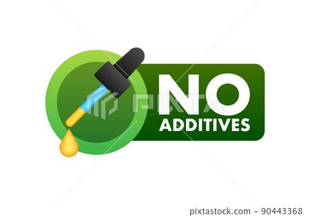 Green no additives logo on white background. Natural organic nutrition. Sign forbidden Green no additives logo on white background. Natural organic nutrition. Sign forbidden 90443368
