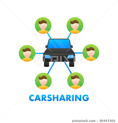Car sharing concept. Carsharing vector icon on white background. lIllustration for mobile app design. Flat vector illustration 90443369