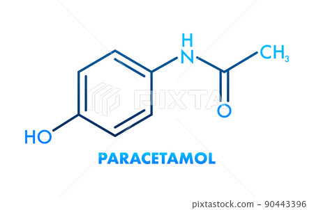 Paracetamol formula for medical design. Paracetamol chemical formula on white background 90443396