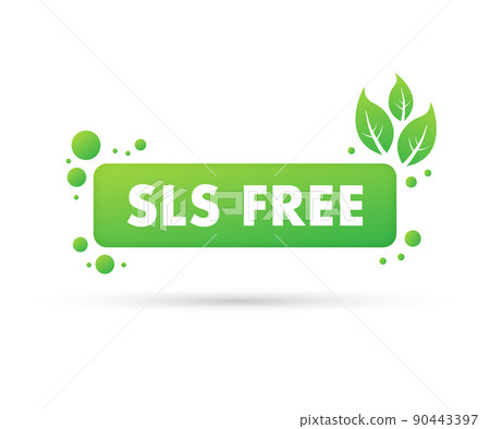 Green icon with sign sls free. Sls free on white background. Green icon with sign sls free. Sls free on white background. 90443397