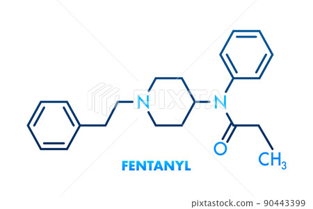 Fentanyl molecula formula. Vector drawing. Vector icon. 90443399