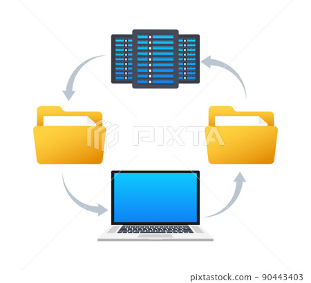 Data center information in cartoon style. Isometric vector. Database system Data center information in cartoon style. Isometric vector. Database system 90443403