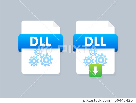 Flat design with people. DLL - Dynamic Link Library acronym. 90443420