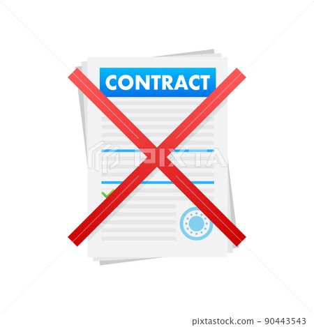Contract cancellation business concept. Sign forbidden. Vector stock illustration. 90443543