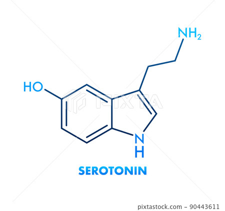 Vector graphic. Serotonin editable stroke outline icon isolated on white background Vector graphic. Serotonin editable stroke outline icon isolated on white background 90443611