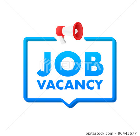 Flat red Megaphone with Job vacancy. Vector illustration. Flat red Megaphone with Job vacancy. Vector illustration. 90443677