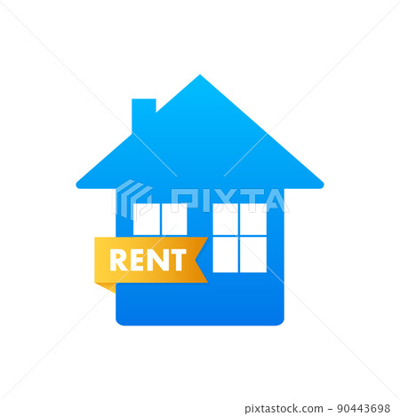 For rent house, concept. Real estate agent holds the key from the home. Template for sale, rent home. Vector illustration. For rent house, concept. Real estate agent holds the key from the home. Template for sale, rent home. Vector illustration. 90443698