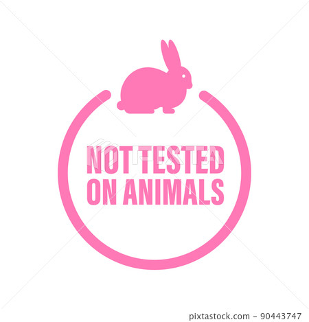 Not tested on animals. Cruelty free Pink banner. Vegan emblem. Packaging design. Natural product. Vector stock illustration 90443747