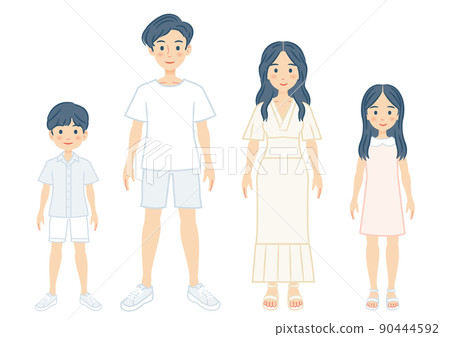 Family of 4 summer outfit illustrations Family of 4 summer outfit illustrations 90444592