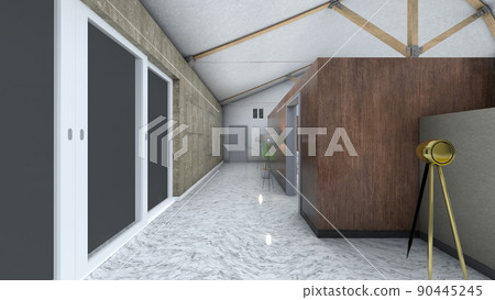 Living room with fireplace 90445245