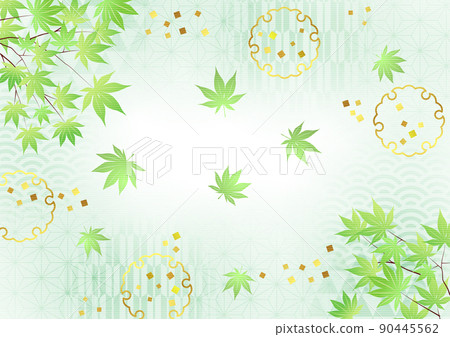 Blue maple, snow ring and auspicious pattern background horizontal 90445562