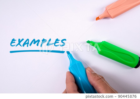 Examples. Text on a white background. Colored markers Examples. Text on a white background. Colored markers 90445876