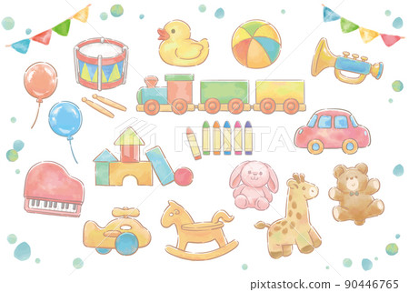 Watercolor illustration, children's toy material set. Vector illustration material. 90446765
