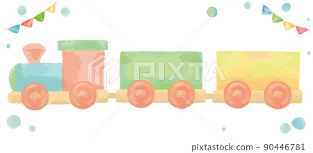 水彩插圖,玩具火車。矢量圖素材。 水彩插圖,玩具火車。矢量圖素材。 90446781