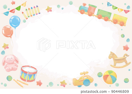 Watercolor illustration, children's toy frame. Vector illustration material. Watercolor illustration, children's toy frame. Vector illustration material. 90446809