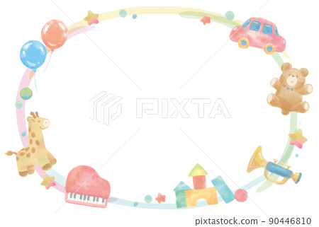 水彩插圖,兒童玩具框架。矢量圖素材。 水彩插圖,兒童玩具框架。矢量圖素材。 90446810