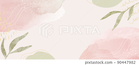 植物葉子和抽象粉彩的矢量插圖背景 90447982