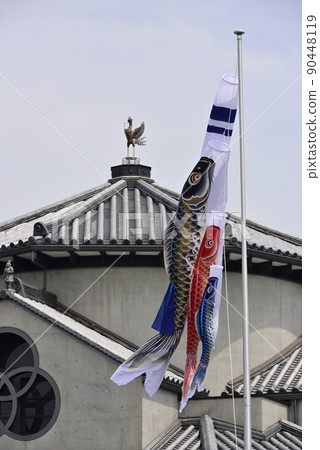 常年寺大殿鳳凰鯉魚旗 90448119