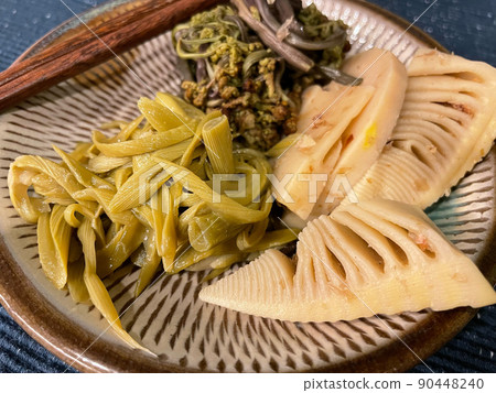 Wild vegetable dishes (Japanese knotweed, bamboo shoots, bracken) 90448240