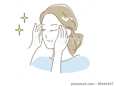 皮膚護理 按摩臉部的年輕女性 美容護髮 90448307