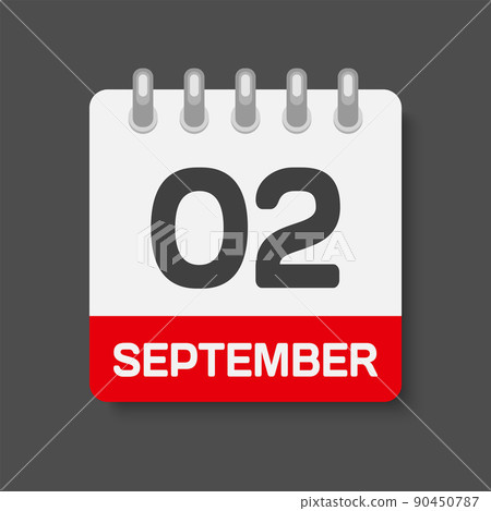 Icon day date 2 September, template calendar page 90450787
