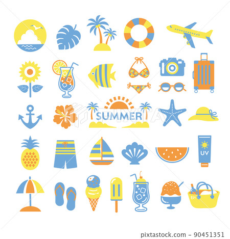 Summer illustration set Summer sea travel icon 90451351