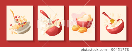 Set of banners for homemade cuisine, cooking or culinary courses, restaurants or cafe. Vector cartoon illustration. Set of banners for homemade cuisine, cooking or culinary courses, restaurants or cafe. Vector cartoon illustration. 90451778