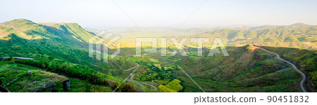 Panorama of Semien mountains and valley around Lalibela, Ethiopi Panorama of Semien mountains and valley around Lalibela, Ethiopi 90451832
