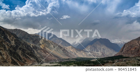 View to Hunza river and valley Pakistan View to Hunza river and valley Pakistan 90451845