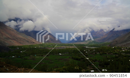 Panorama of Mastuj river and valley near Shandur pass, Pakistan Panorama of Mastuj river and valley near Shandur pass, Pakistan 90451854