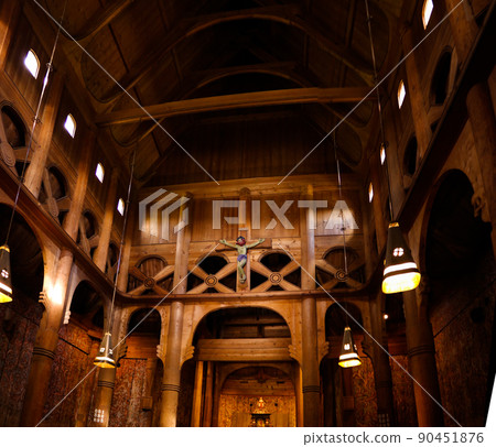 Interior of Heddal Stave Church, Notodden municipality, Norway 90451876