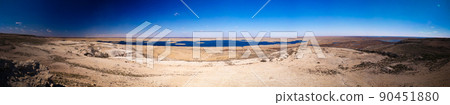 Landscape of Sudochye lake aka part of former Aral sea at Urga fishing village, Karakalpakstan, Uzbekistan 90451880