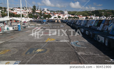 View to Horta pier in harbour. Faial island, Azores, Portugal 90451900