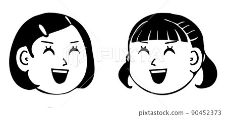 Girl's laughing expression / face-to-face face icon 90452373