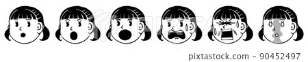 女孩驚訝的表情漸變 5 件套,面向左 女孩驚訝的表情漸變 5 件套,面向左 90452497