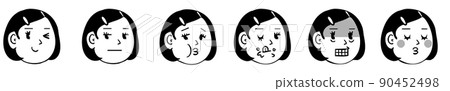 Girl's funny facial expression pattern 5-piece set, facing right Girl's funny facial expression pattern 5-piece set, facing right 90452498