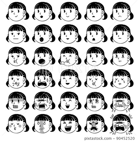 All variations set 30 rich facial expressions of girls facing left 90452520